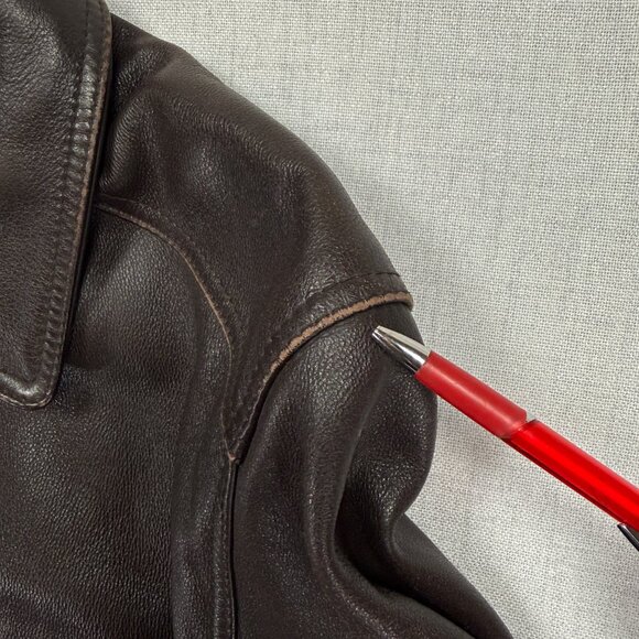 Vintage Columbia Leather Bomber Jacket Brown Zip Front Pockets Lined Size XL - Picture 8 of 16